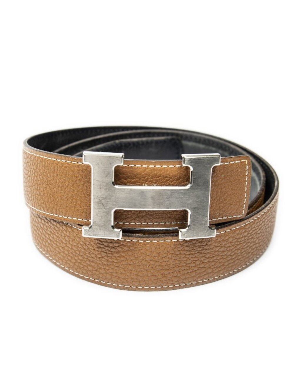 Hermes Constance Belt 32 Black Brown Togo Leather